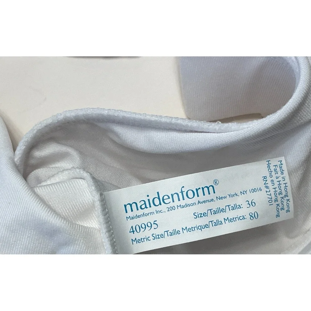 Vintage Maidenform Bandeau Strapless Bra Women 36 Wireless White Comfort New‎